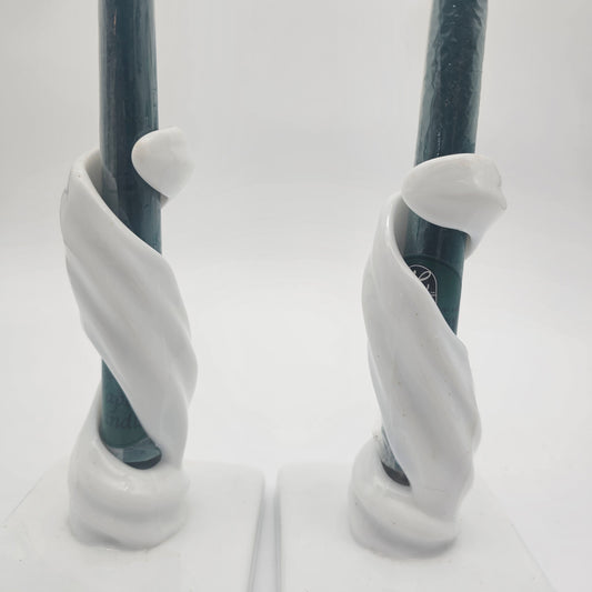 Vintage Westmoreland Milk Glass Candle Holders "Lotus Spiral Twist" Pattern