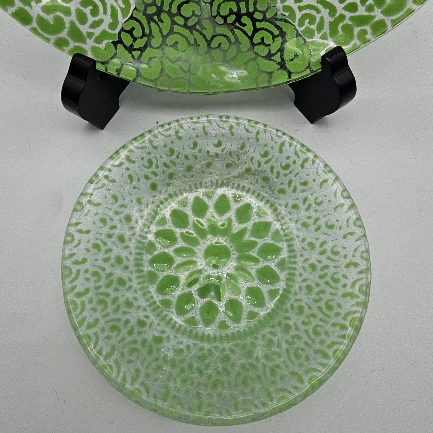 Vintage Glass Fusion Plates Green