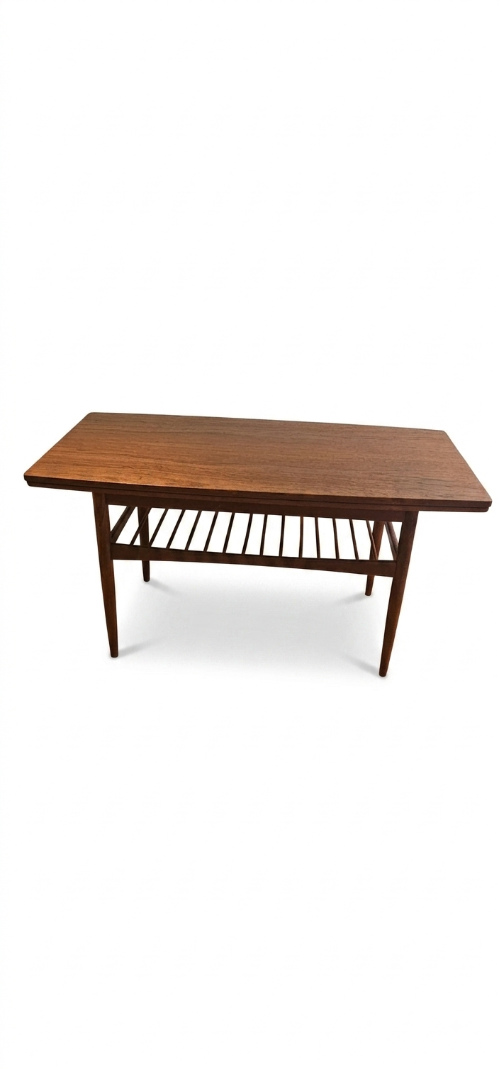 Rare Vintage Mid-Century Scandinavian Teak Expandable Cocktail & Entertainment Table
