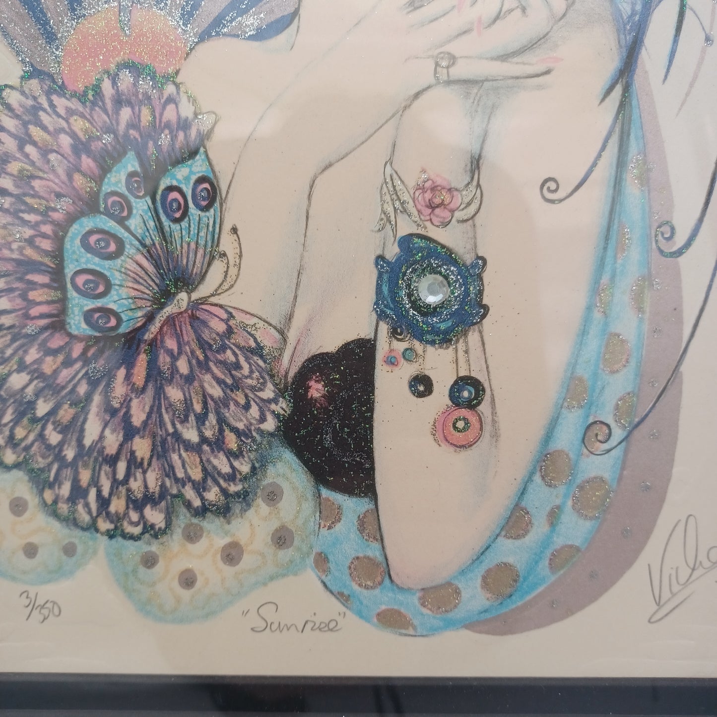Embossed Lithograph Art by Mary Vickers Signed & Numbered 1970s