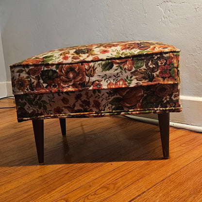 Vintage Floral 1970s Ottoman Footstool