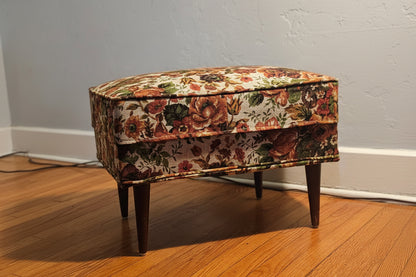 Vintage Floral 1970s Ottoman Footstool