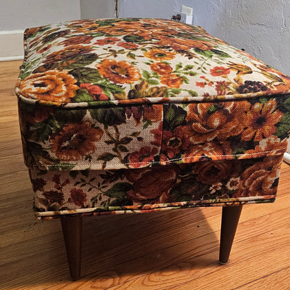 Vintage Floral 1970s Ottoman Footstool
