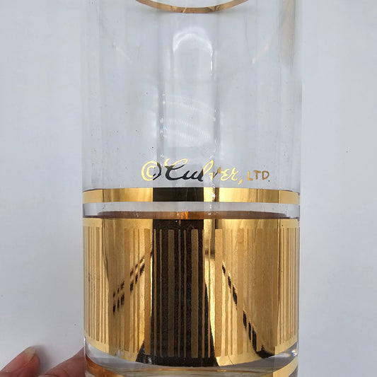 Mid-century modern gold accented barware glassware signed Culver