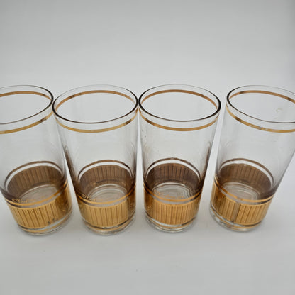Mid-century modern gold accented barware glassware signed Culver