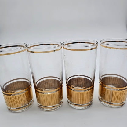 Mid-century modern gold accented barware glassware signed Culver