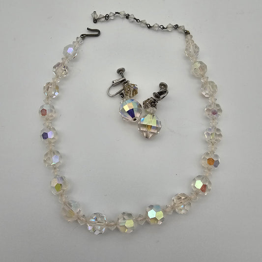 Vintage Aurora Borealis earrings & Necklace