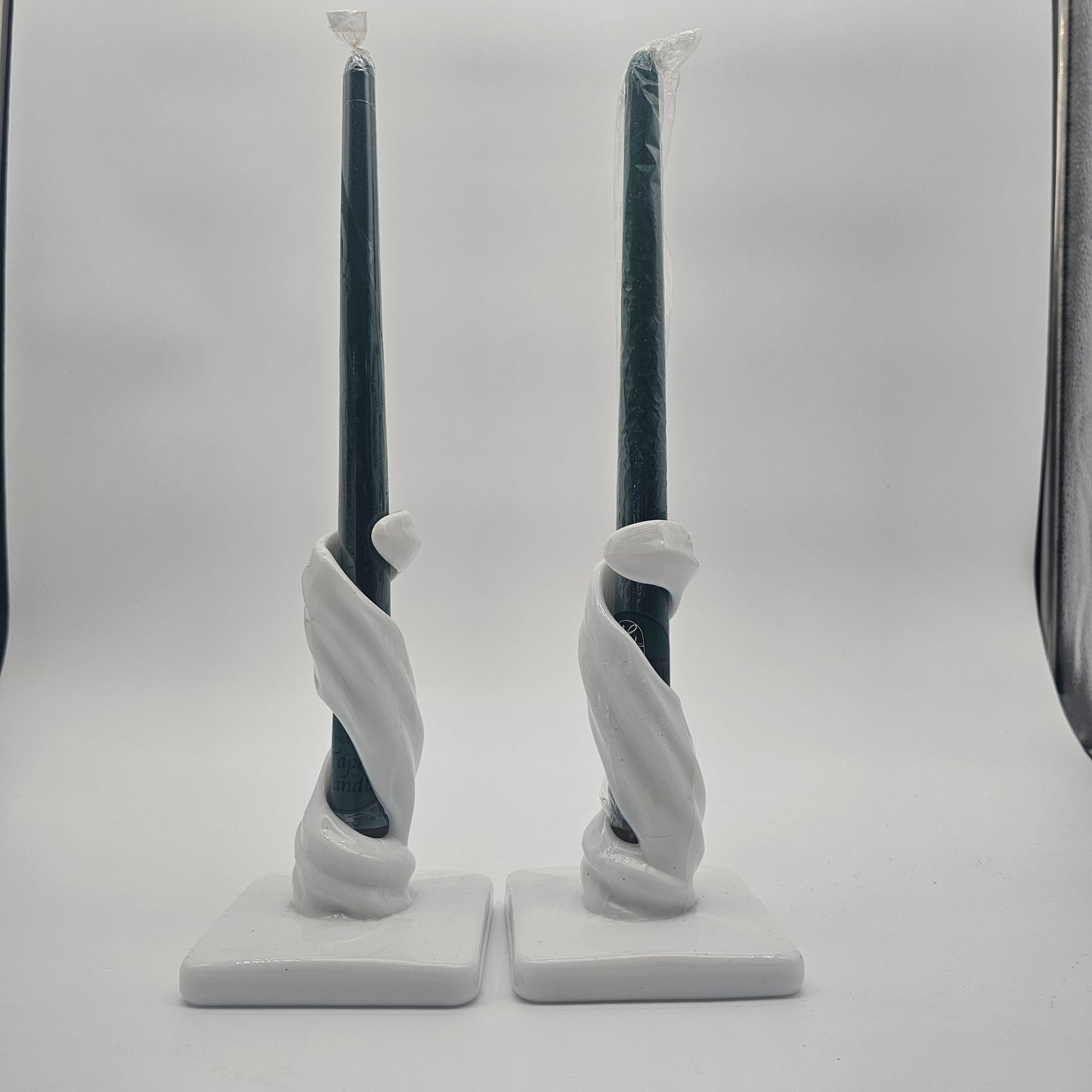 Vintage Westmoreland Milk Glass Candle Holders "Lotus Spiral Twist" Pattern