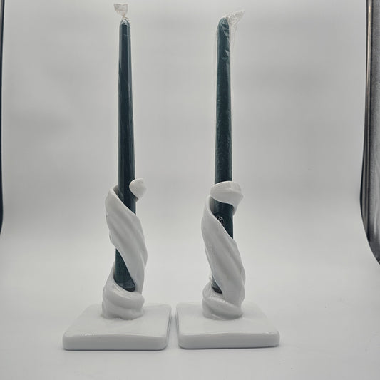 Vintage Westmoreland Milk Glass Candle Holders "Lotus Spiral Twist" Pattern