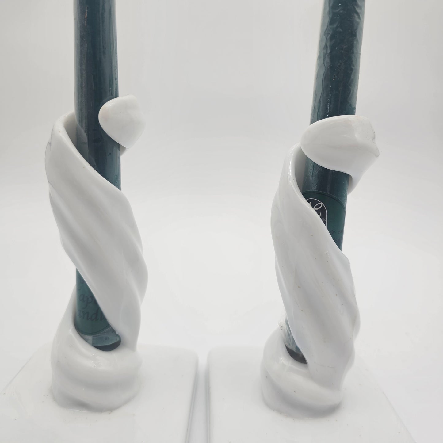 Vintage Westmoreland Milk Glass Candle Holders "Lotus Spiral Twist" Pattern