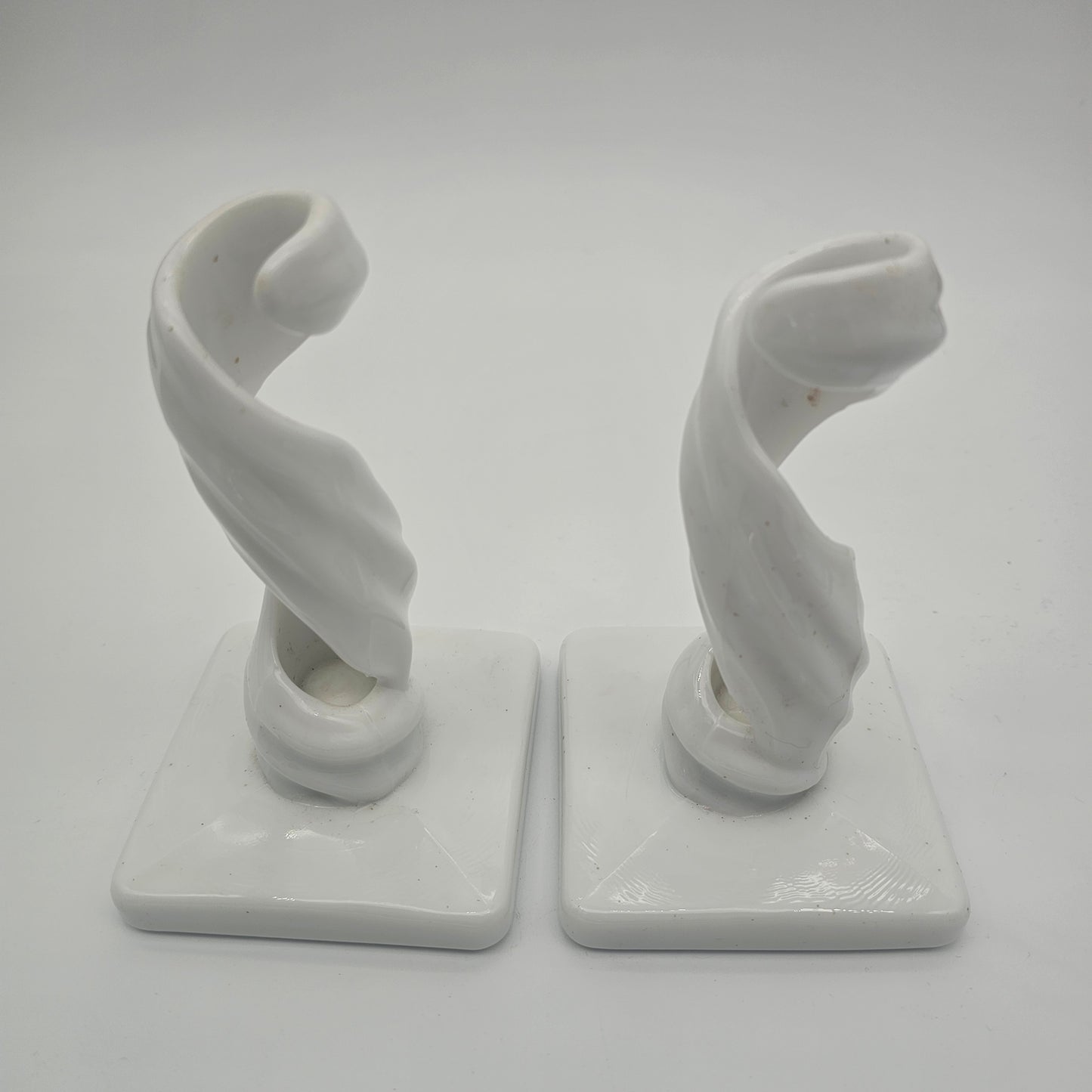 Vintage Westmoreland Milk Glass Candle Holders "Lotus Spiral Twist" Pattern