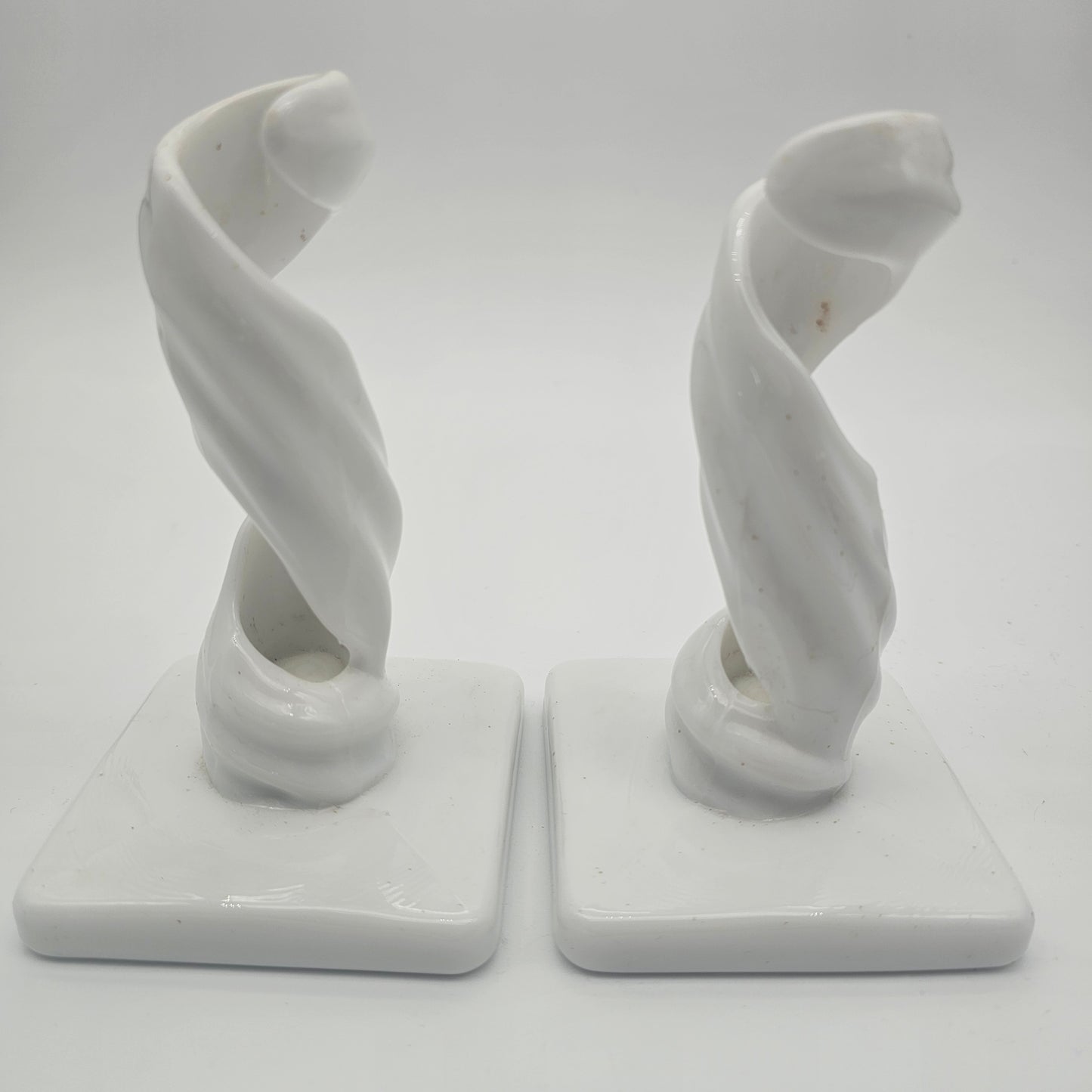 Vintage Westmoreland Milk Glass Candle Holders "Lotus Spiral Twist" Pattern