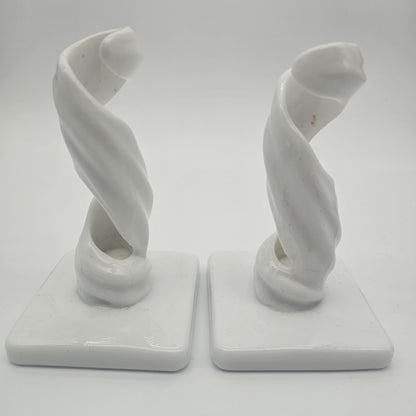 Vintage Westmoreland Milk Glass Candle Holders "Lotus Spiral Twist" Pattern