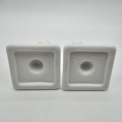 Vintage Westmoreland Milk Glass Candle Holders "Lotus Spiral Twist" Pattern