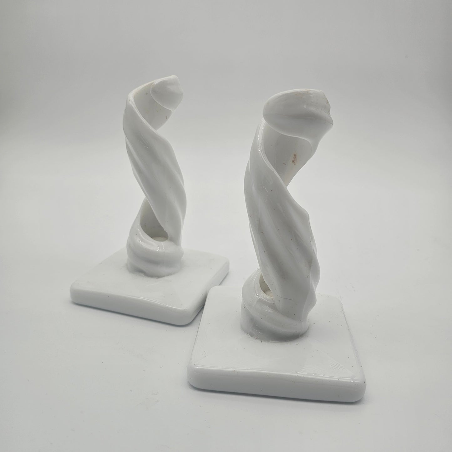 Vintage Westmoreland Milk Glass Candle Holders "Lotus Spiral Twist" Pattern