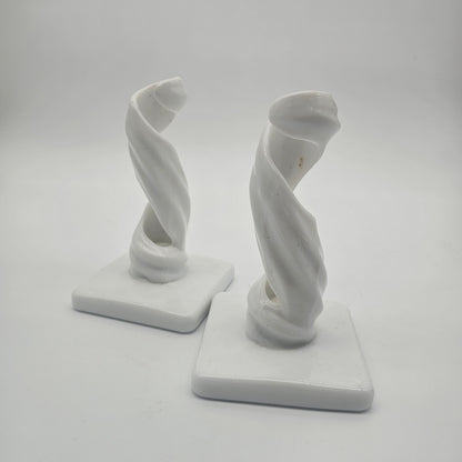 Vintage Westmoreland Milk Glass Candle Holders "Lotus Spiral Twist" Pattern