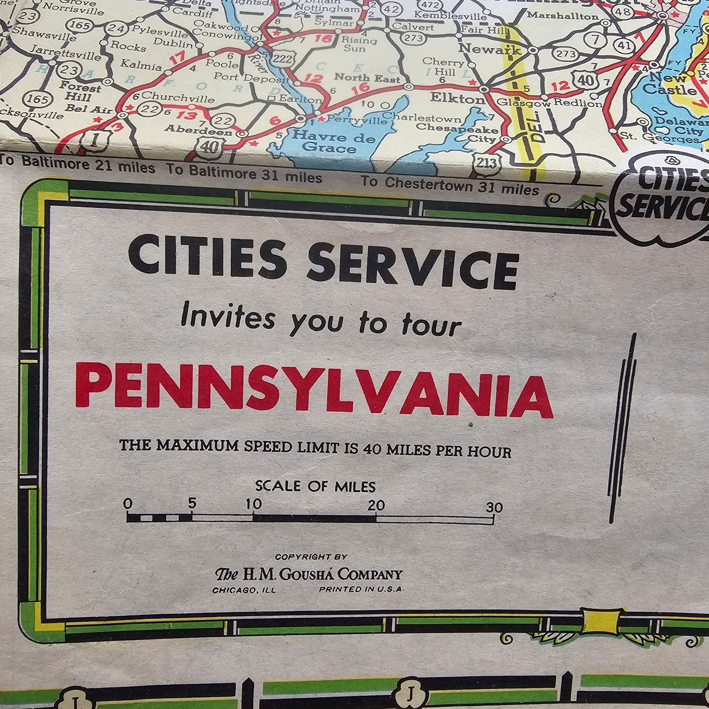 Vintage Map State Pennsylvania