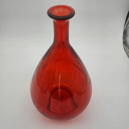 Vintage Orange Blown Glass Bottle Vase