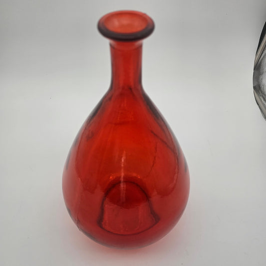 Vintage Orange Blown Glass Bottle Vase