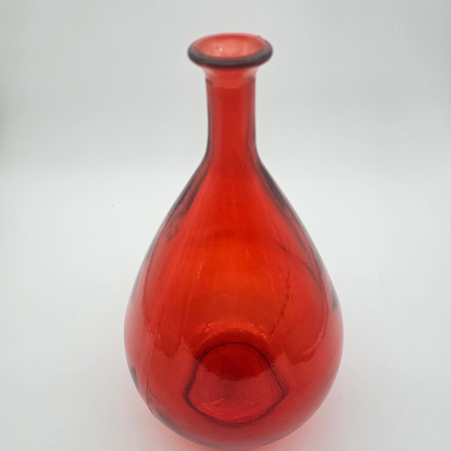Vintage Orange Blown Glass Bottle Vase
