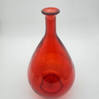 Vintage Orange Blown Glass Bottle Vase