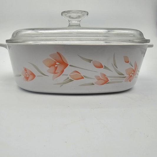Vintage Corning Ware Peach Casserole 2L