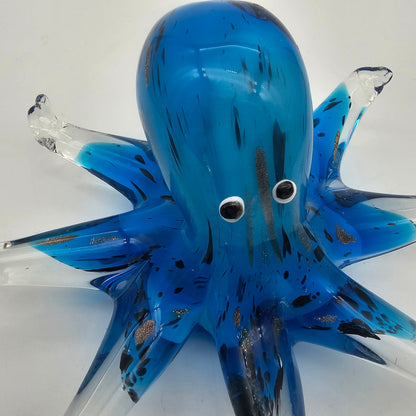 Murano Style Hand Blown Art Glass Octopus  Paperweight