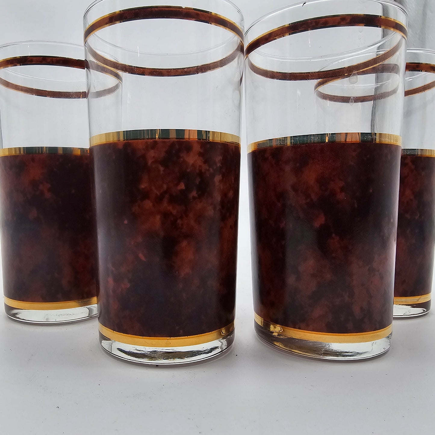 Vintage Culver "Tortoise" Barware Glasses