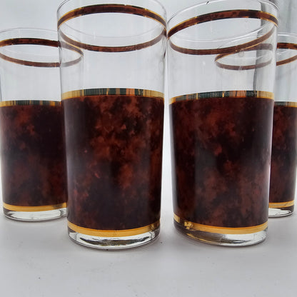 Vintage Culver "Tortoise" Barware Glasses