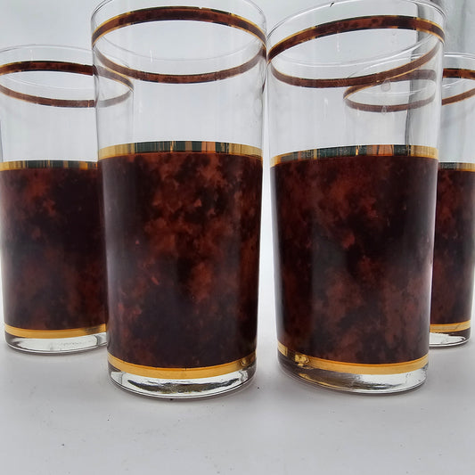 Vintage Culver "Tortoise" Barware Glasses