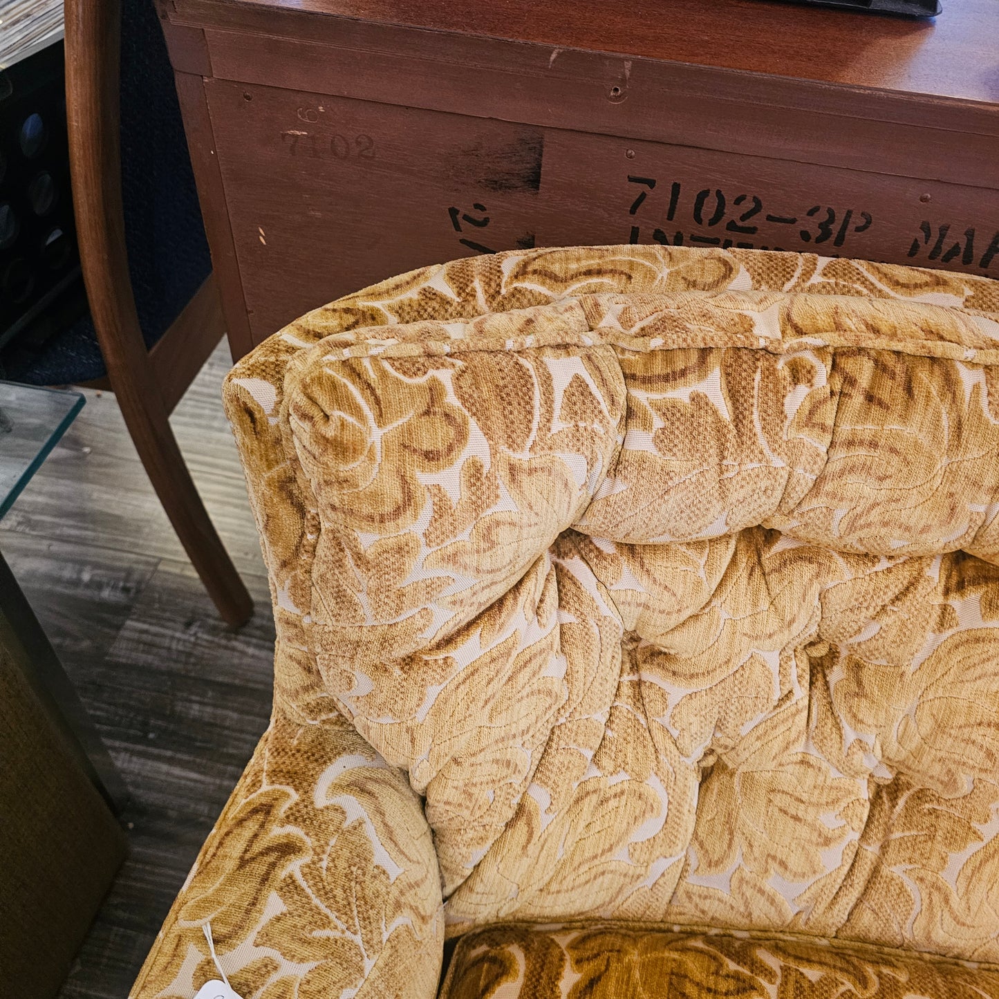 Vintage Hollywood Regency Velvet Loveseat