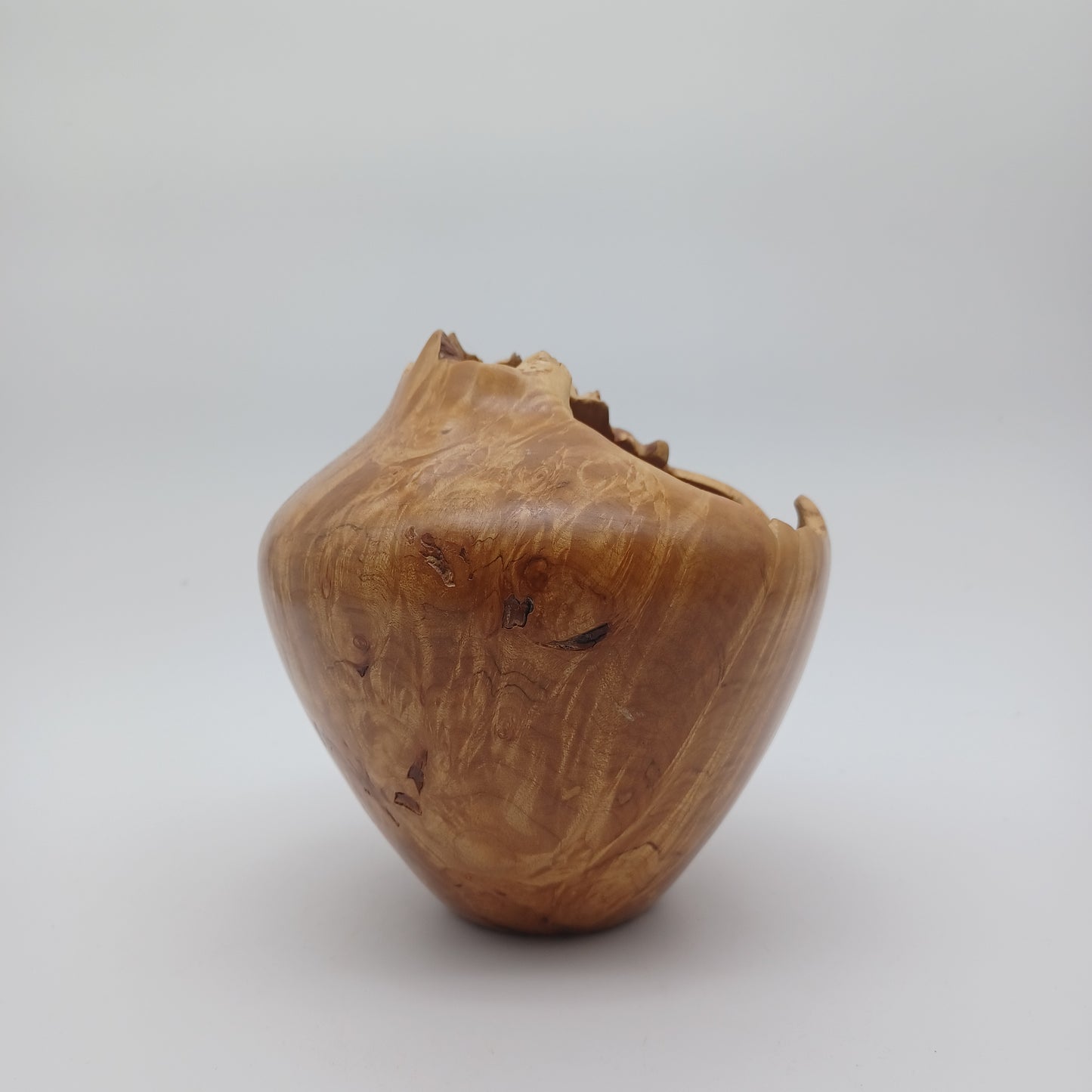 Live Edge Wood Hand Carved Signed Urn Bowl