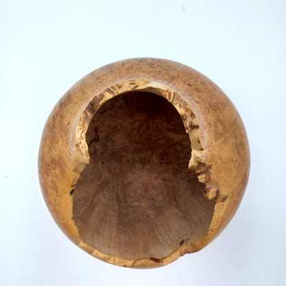 Live Edge Wood Hand Carved Signed Urn Bowl