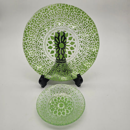 Vintage Glass Fusion Plates  Green