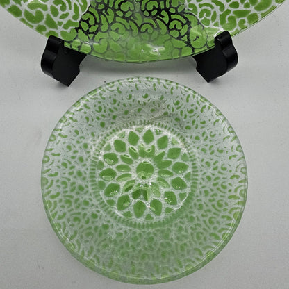 Vintage Glass Fusion Plates  Green