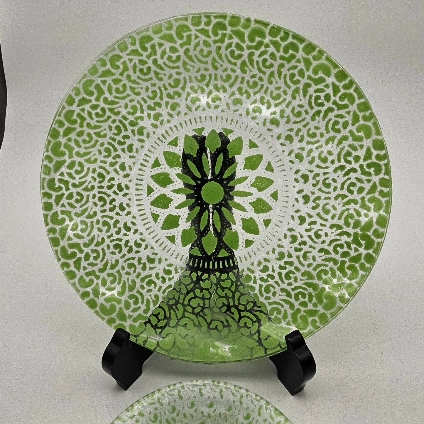 Vintage Glass Fusion Plates  Green