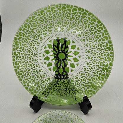Vintage Glass Fusion Plates  Green