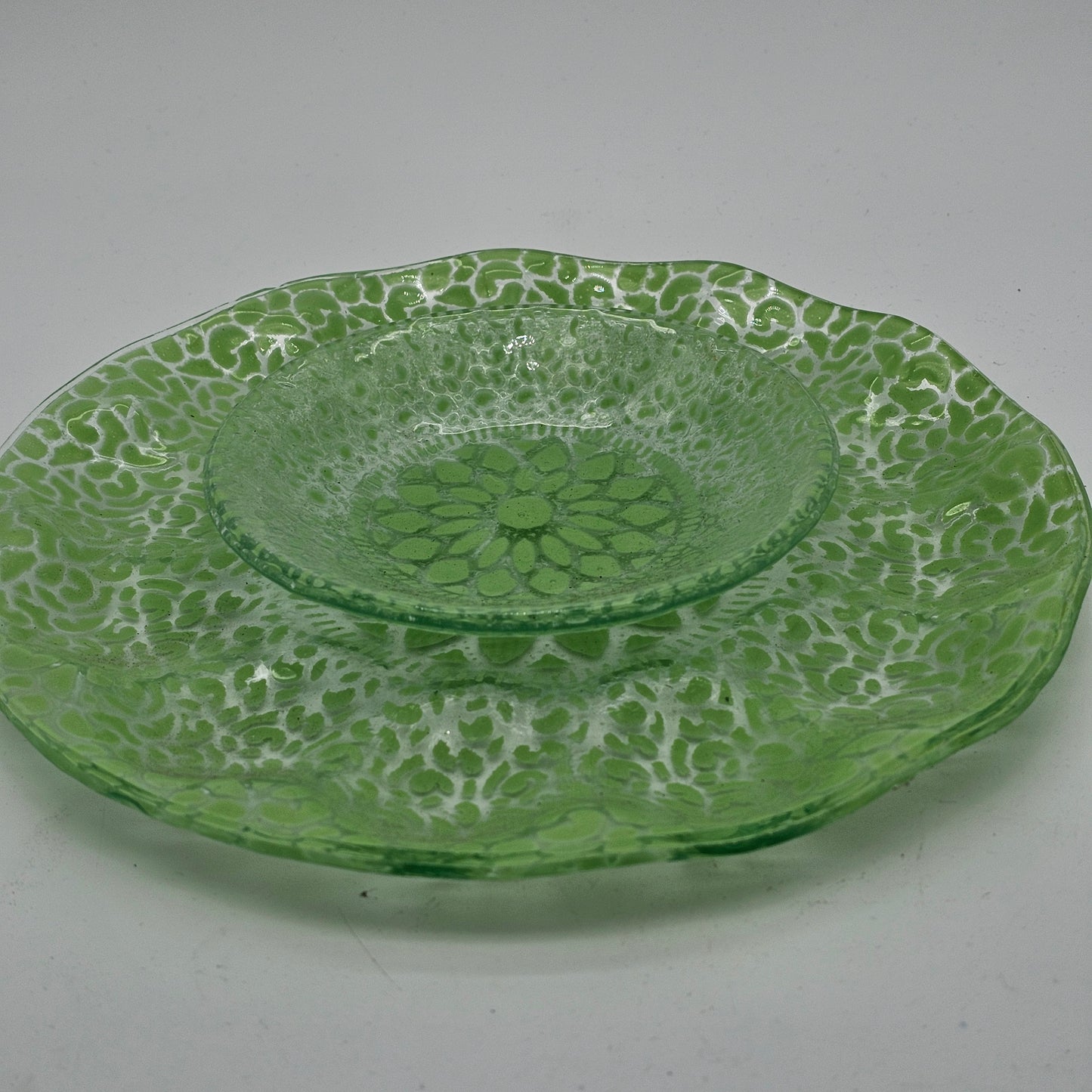 Vintage Glass Fusion Plates  Green