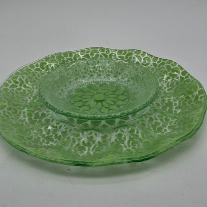 Vintage Glass Fusion Plates  Green