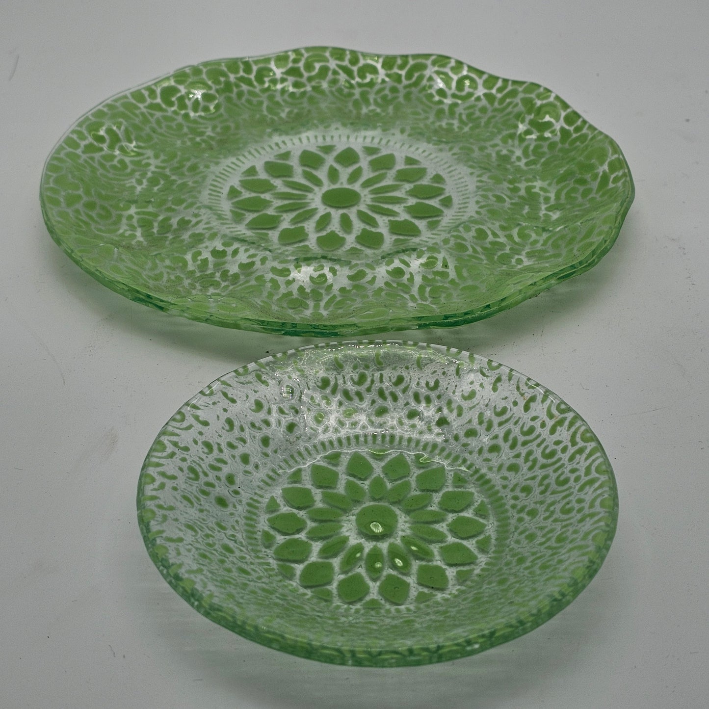 Vintage Glass Fusion Plates  Green