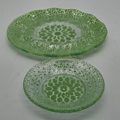 Vintage Glass Fusion Plates  Green