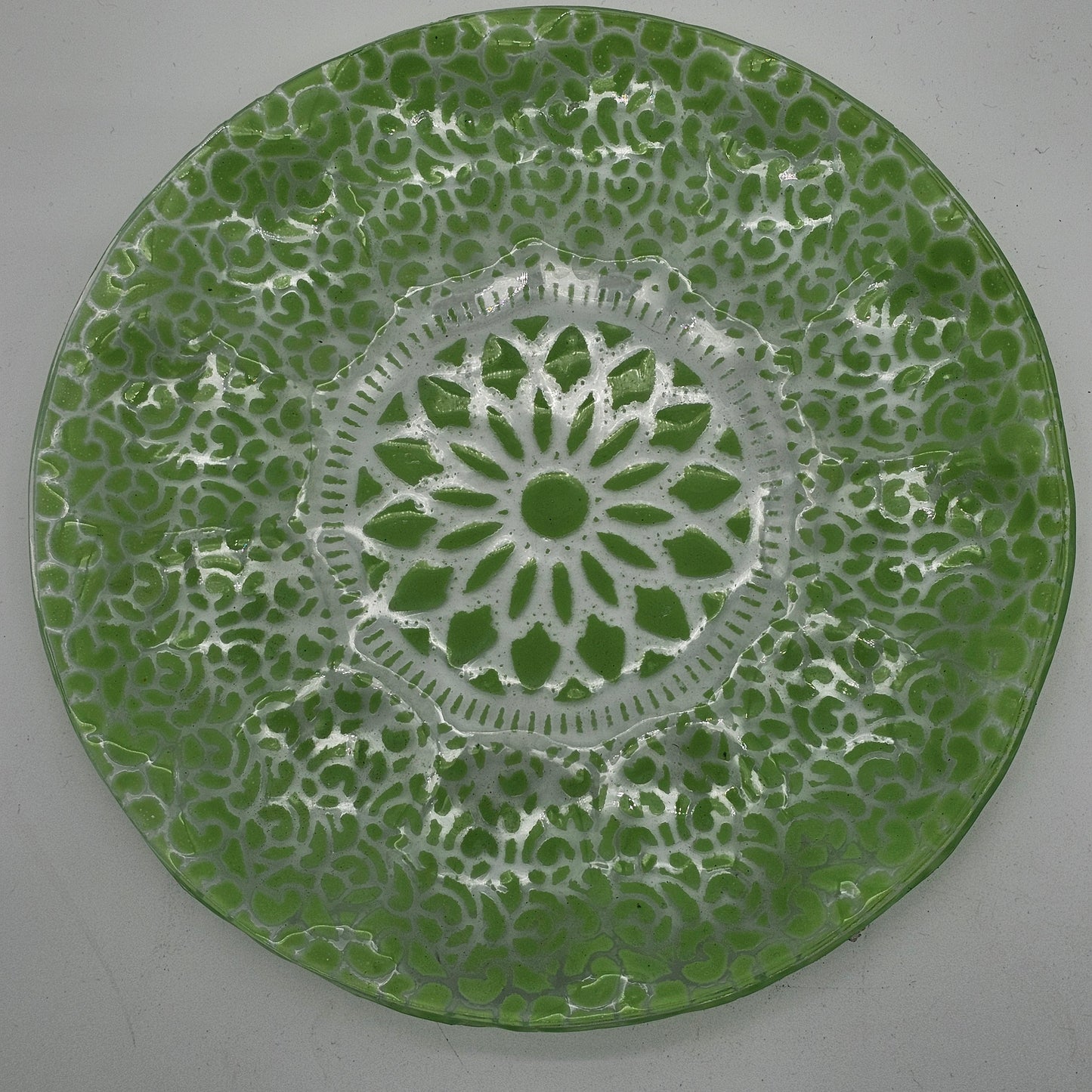 Vintage Glass Fusion Plates  Green