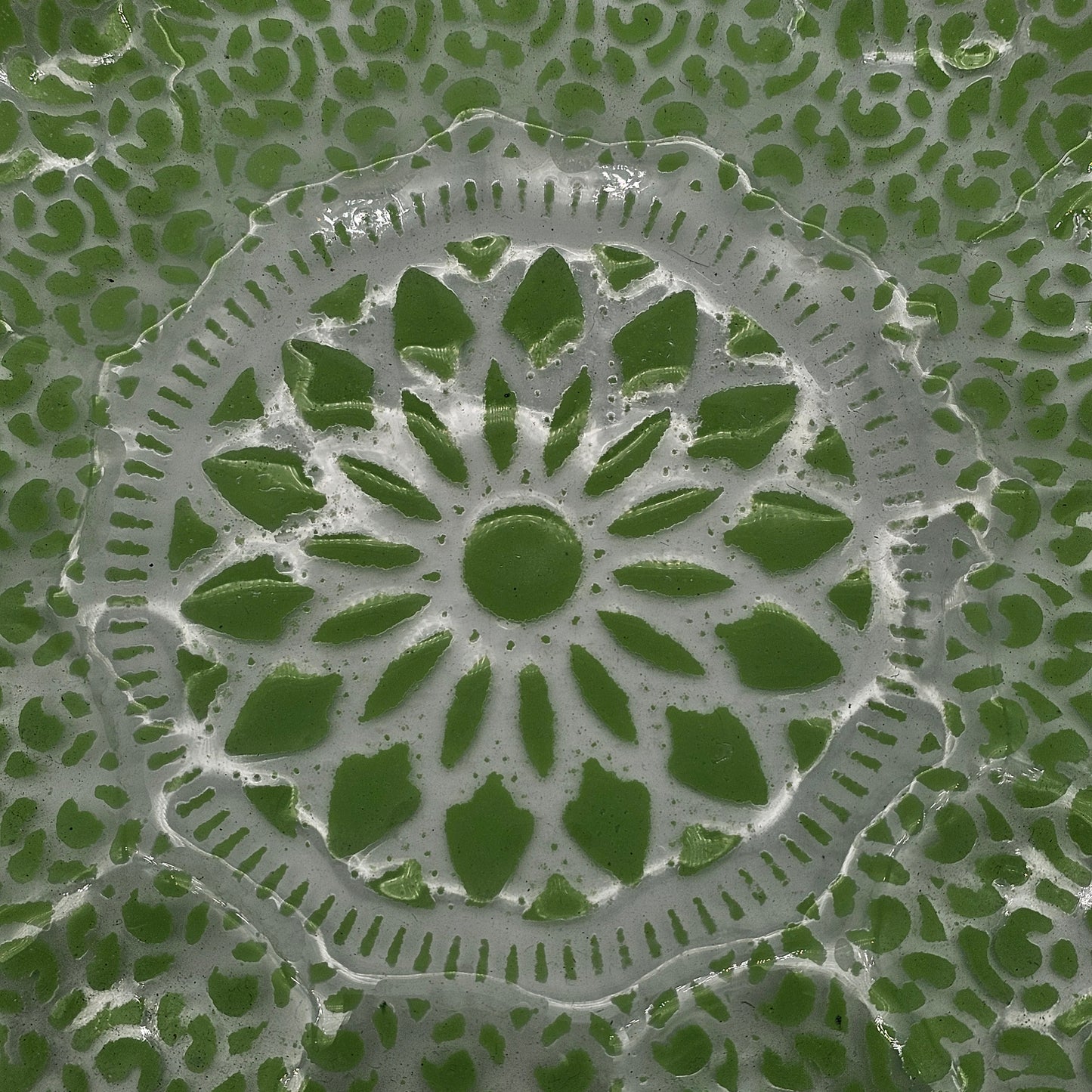 Vintage Glass Fusion Plates  Green