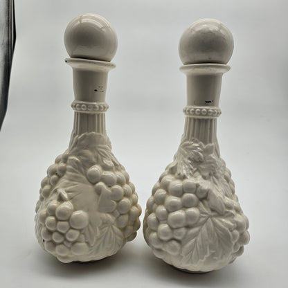 Pair Vintage Milk Glass Decanter Bottles