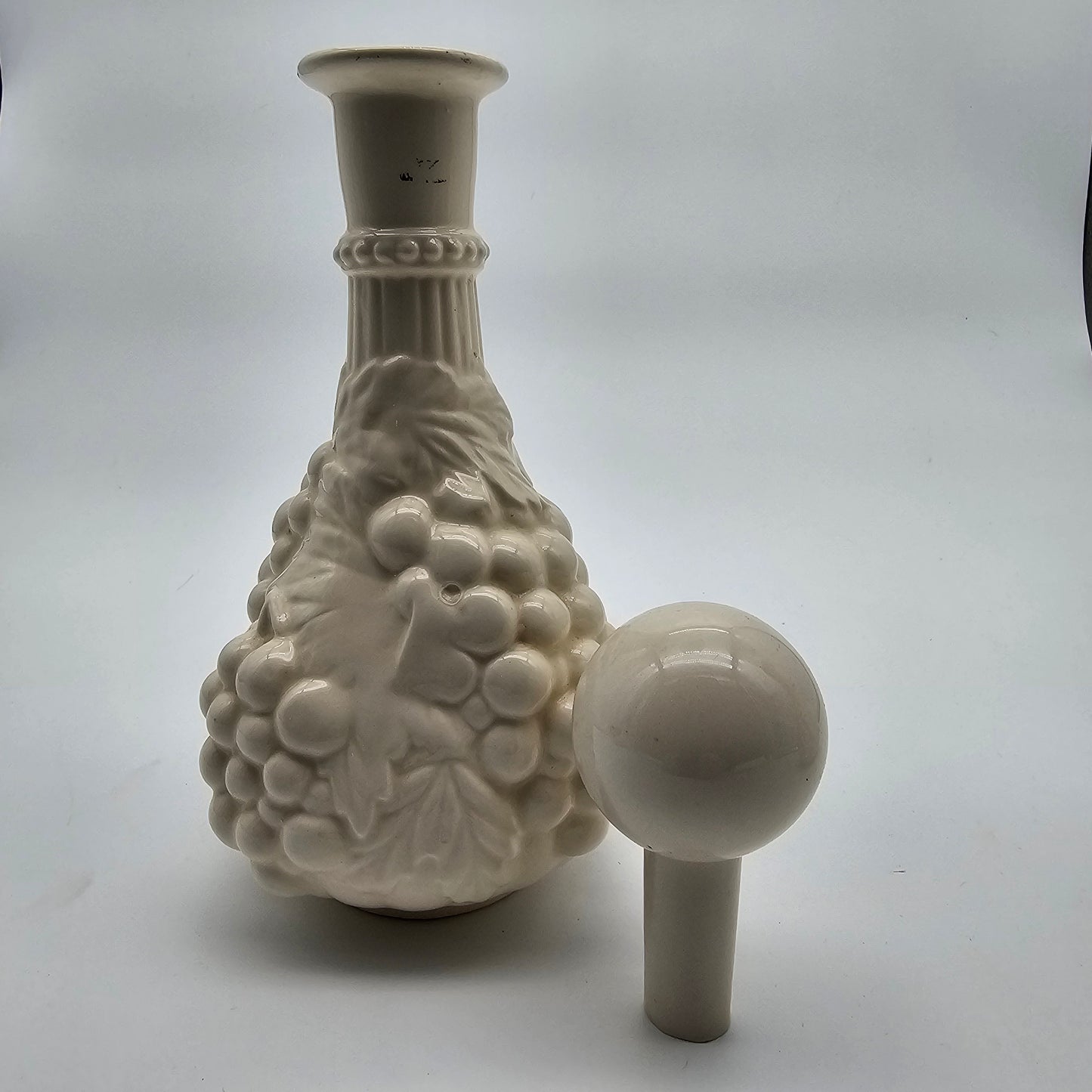 Pair Vintage Milk Glass Decanter Bottles