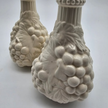 Pair Vintage Milk Glass Decanter Bottles