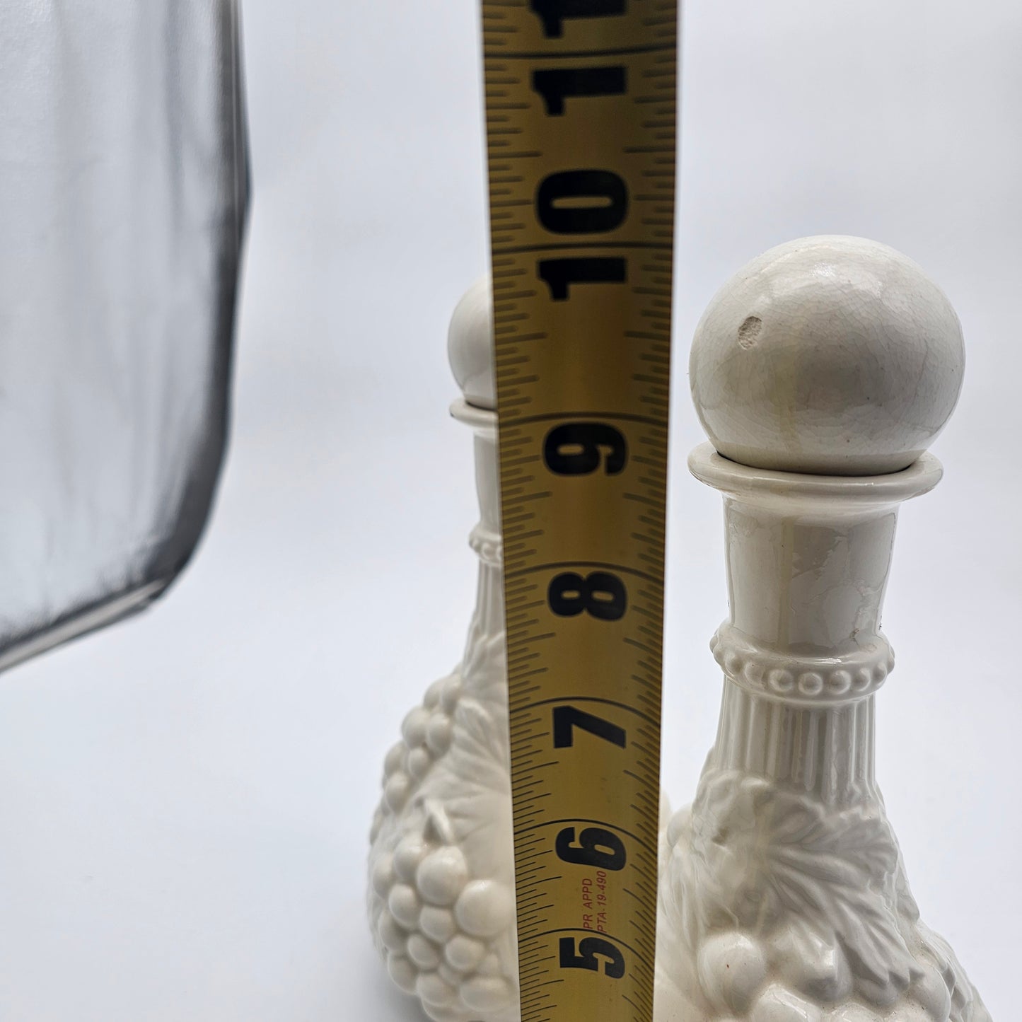 Pair Vintage Milk Glass Decanter Bottles