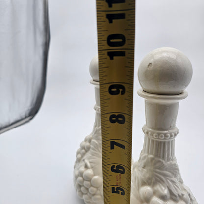 Pair Vintage Milk Glass Decanter Bottles