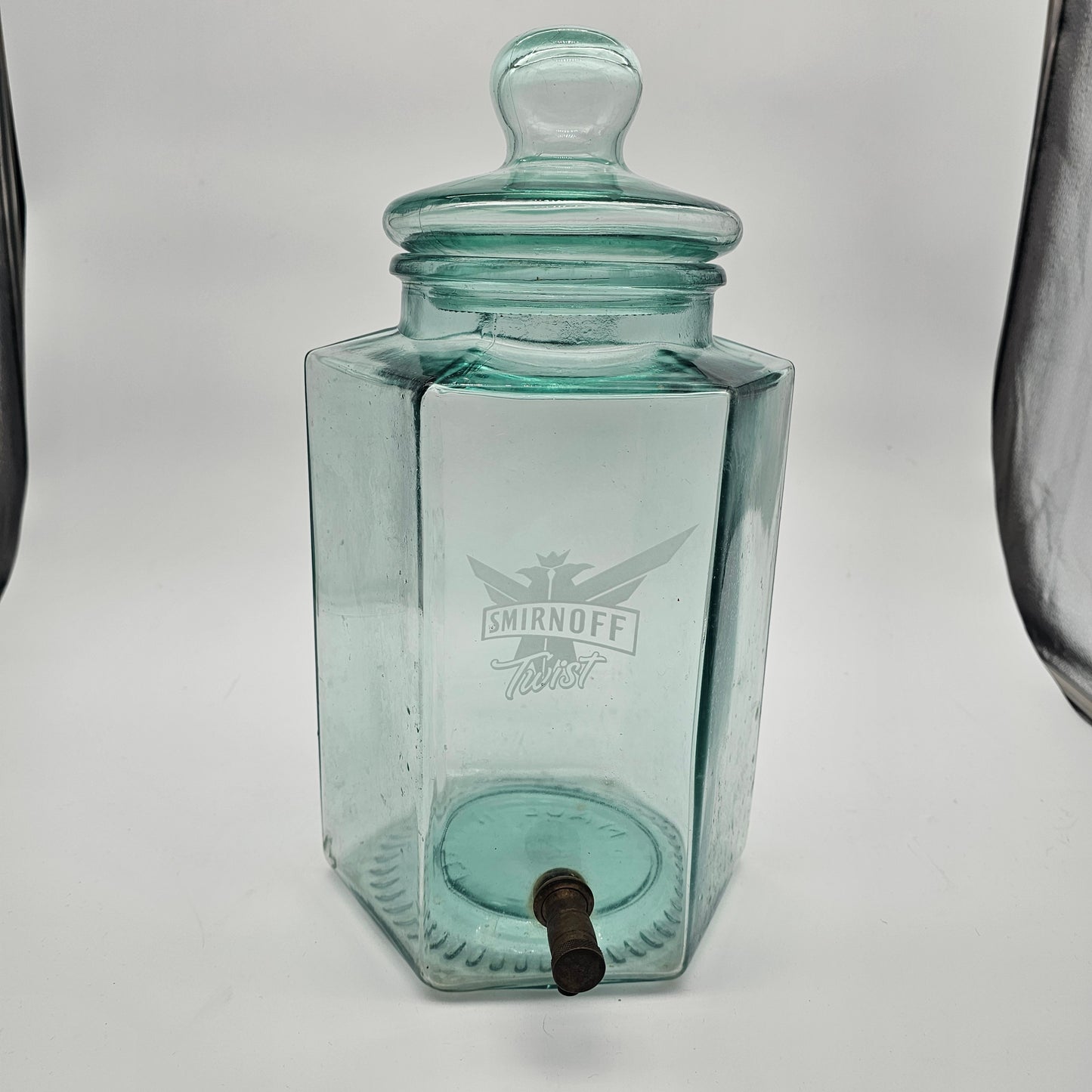 Pierre Smirnoff Vodka Infusion Green Glass Decanter Dispenser Jar