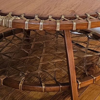 Snocraft Snowshoe Wood Rawhide Coffee Table Vintage